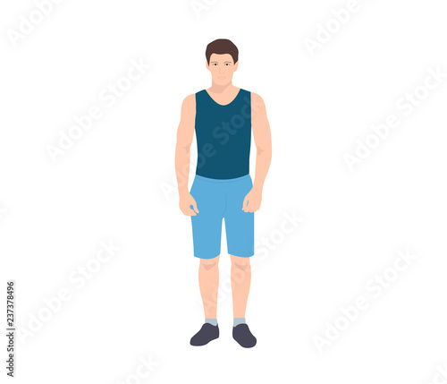 Young Sports Man in a Shirt and Shorts