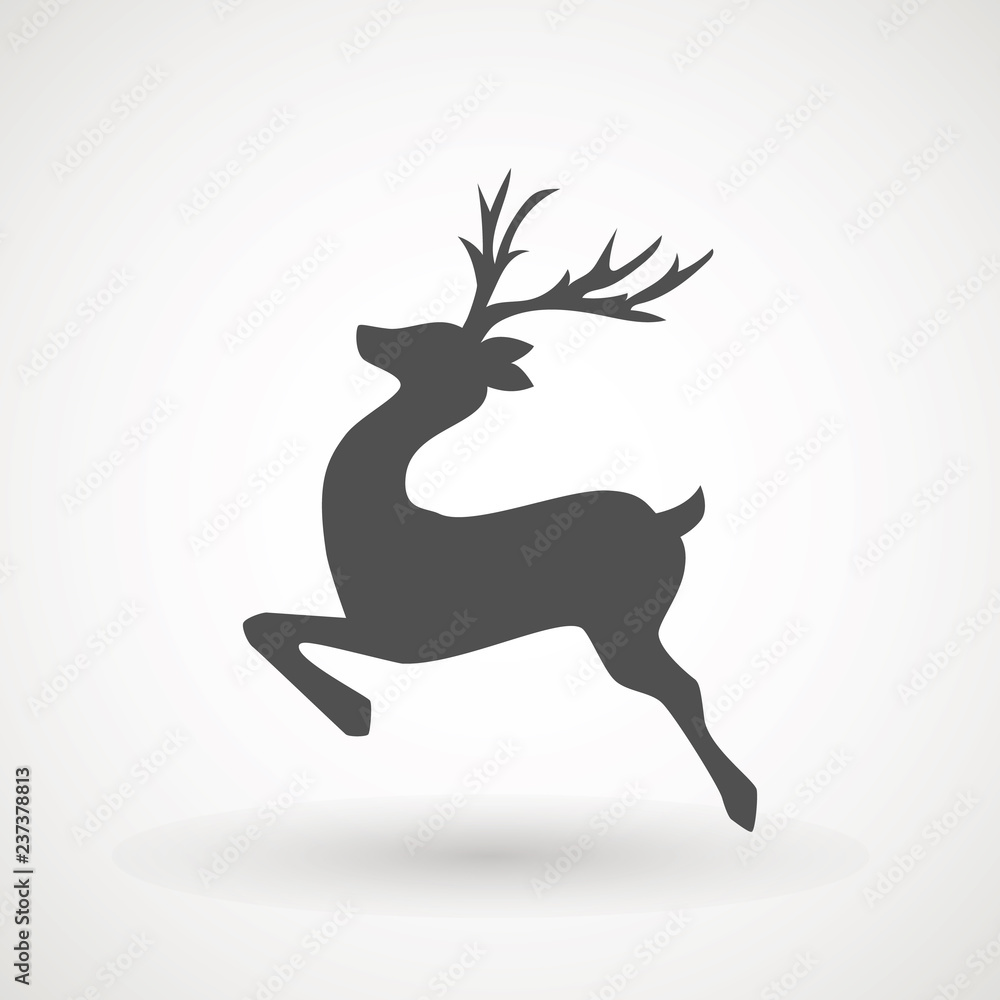 Deer running silhouette , Reinder icon design for Xmas cards, banners and flyers, vector illustration isolated on white background. Logo template. Elk logotype. Hunting. Deer running silhouette , Reinder icon design for Xmas cards, banners and flyers, vector illustration isolated on white background. Logo template. Elk logotype. Hunting.