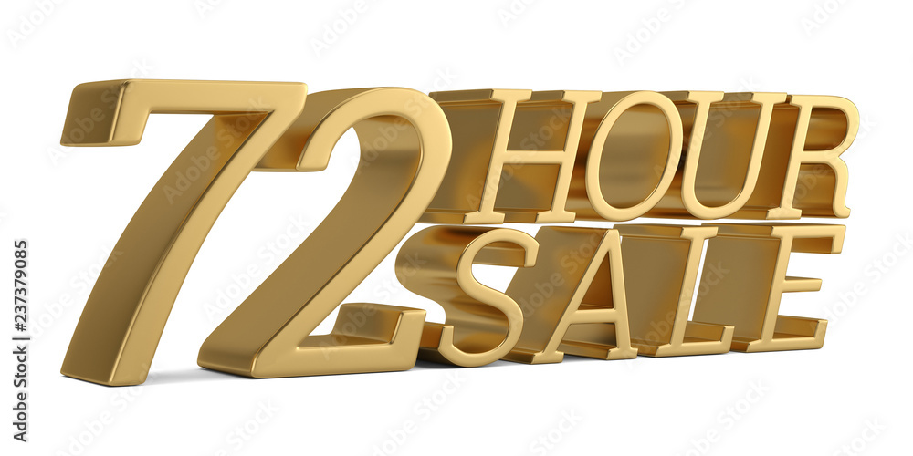 72 hour sale text isolated on white background 3D illustration. 72 hour sale text isolated on white background 3D illustration.
