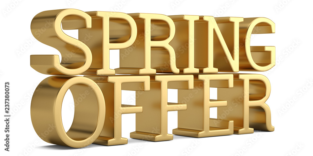 Spring offer text isolated on white background 3D illustration. Spring offer text isolated on white background 3D illustration.