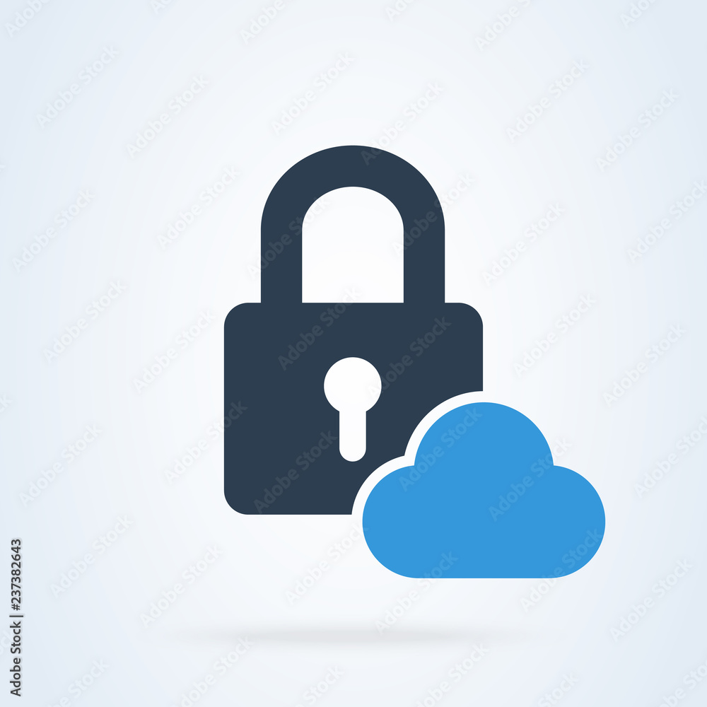 upload lock and password. internet system security. vector cloud upload lock and password. internet system security. vector cloud