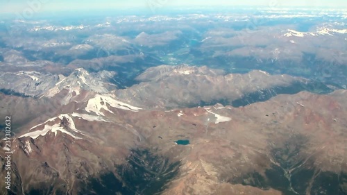 Aerial photograph, ridges and clouds on horizon. Austria