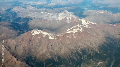 Aerial photograph, snow-covered mountain tops in summer. Austria