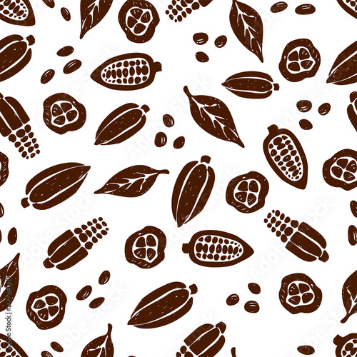 Hand drawn cocoa seamless pattern, vector