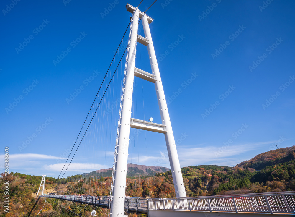 Kokonoe Yume Suspension Bridge (otsurihashi), the most highest suspension bridge for walkway in Japan. Kokonoe Yume Suspension Bridge (otsurihashi), the most highest suspension bridge for walkway in Japan.