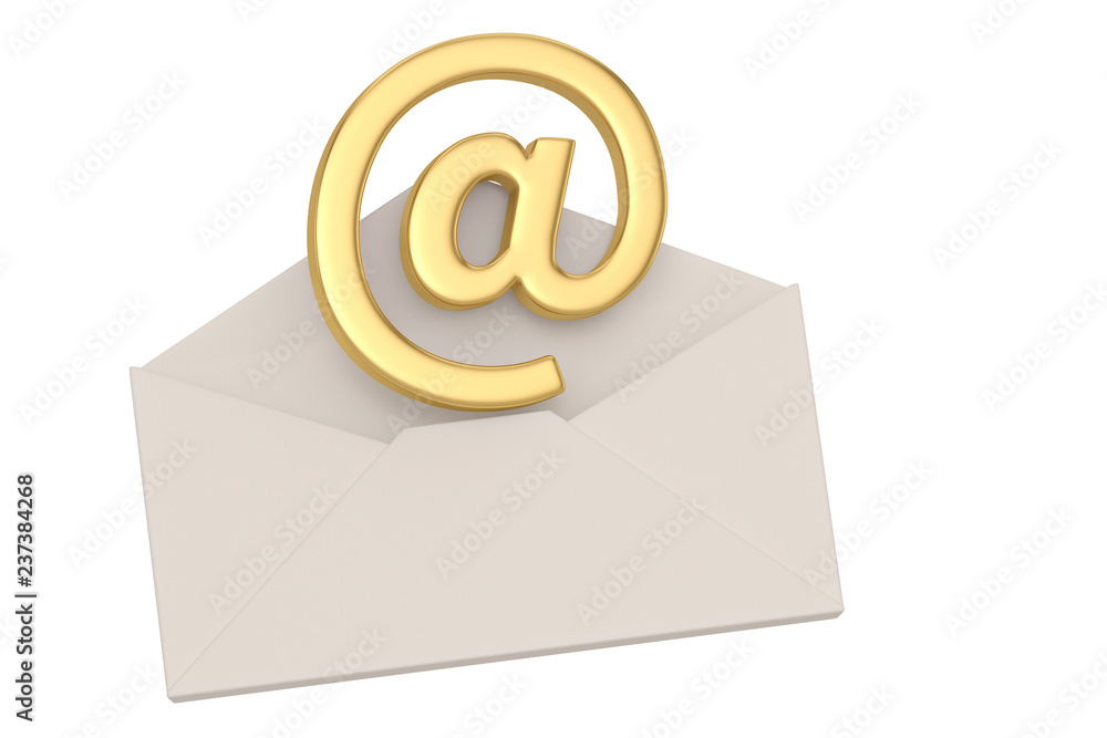 Email symbol with letter isolated on white background 3D illustration. Email symbol with letter isolated on white background 3D illustration.