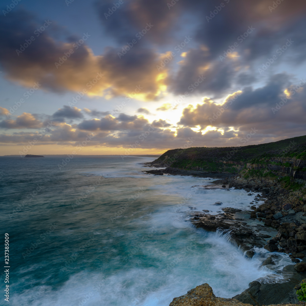 Summer sunset from Wybung Head in the Munmorrah State Conservation Area, Central Coast, NSW, Australia