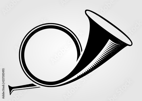 Hunting horn or post horn icon isolated on white background. Vector illustration.