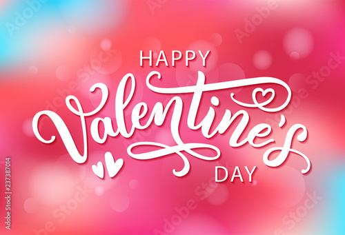 Happy Valentines Day hand drawn text greeting card. Vector illustration.