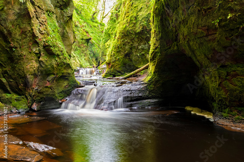 Great Britain, Scotland, Trossachs National Park, Finnich Glen canyon, The Devil's Pulpit, River Carnock Burn photo