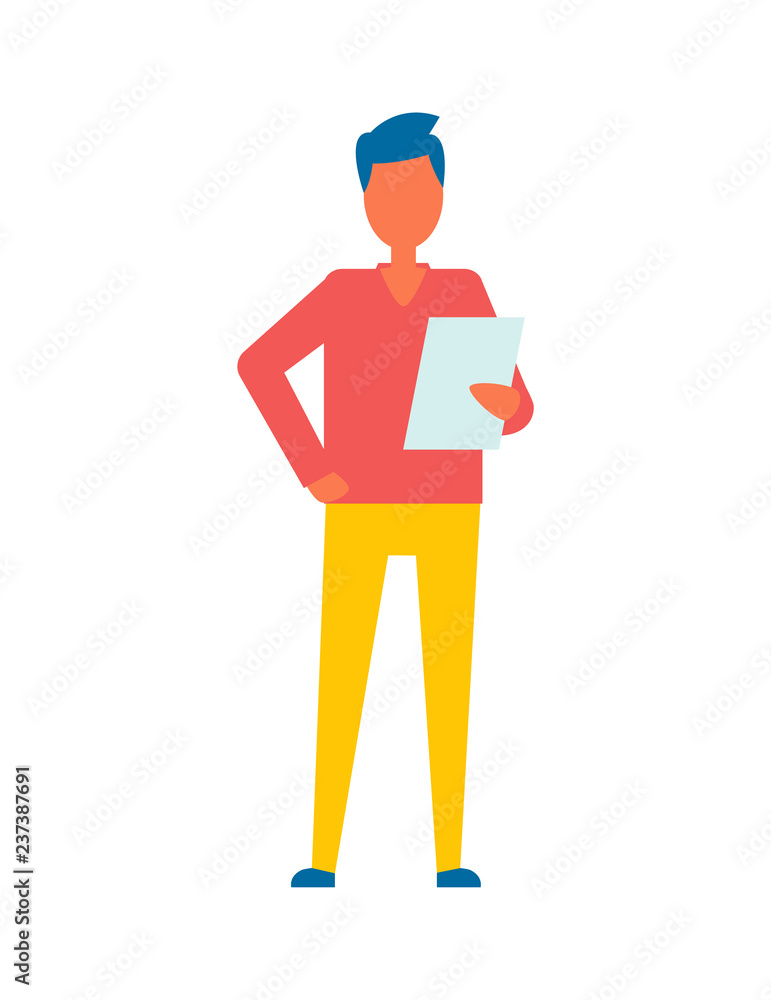 Character Reading Article Vector Illustration Character Reading Article Vector Illustration