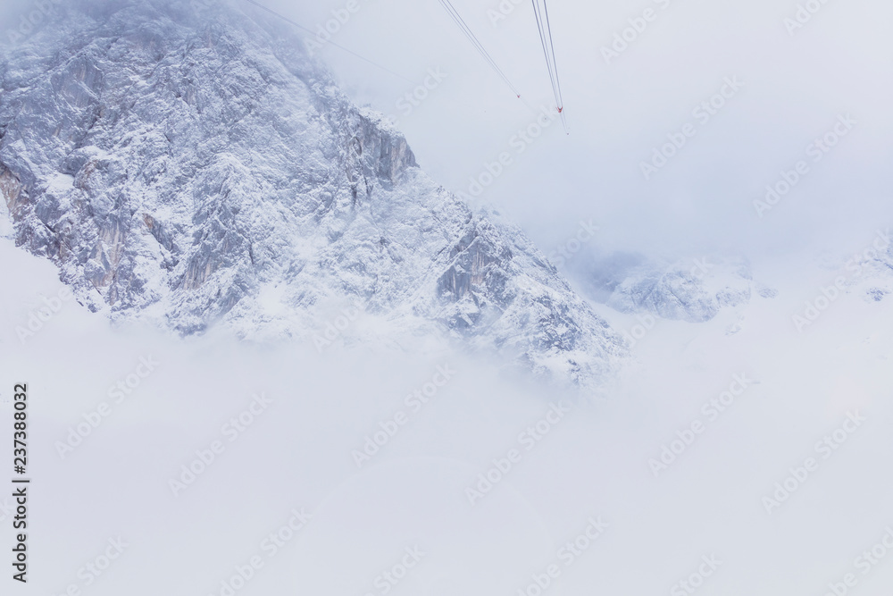 Germany, Bavaria, Grainau, Zugspitze, view to snowy landscape, Zugspitzbahn Germany, Bavaria, Grainau, Zugspitze, view to snowy landscape, Zugspitzbahn