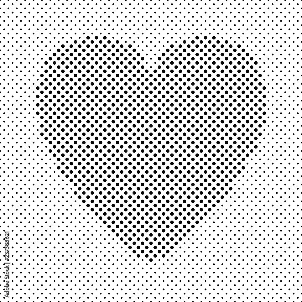 Heart shaped background design from black dots - vector graphic for Valentine's Day