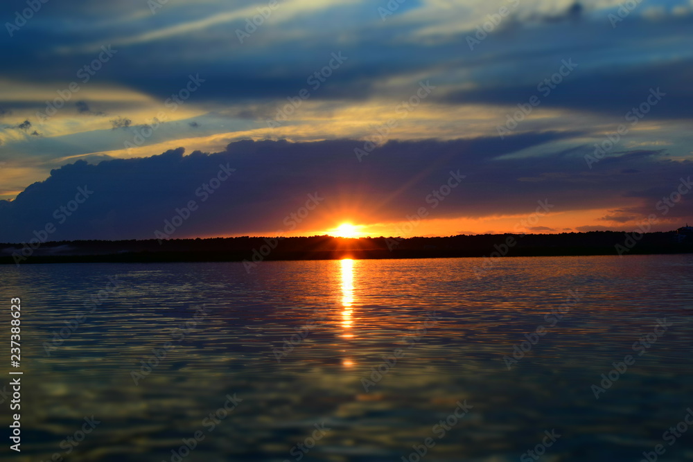 sunset on the river