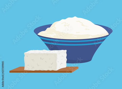 Cottage Cheese Portions Set Vector Illustration