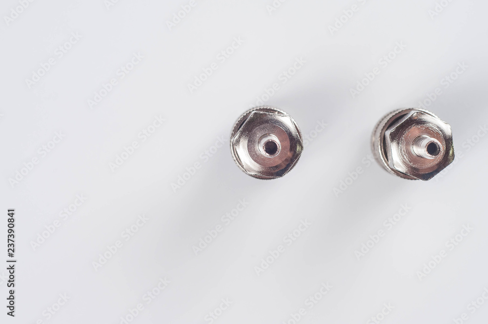 quick-detachable mother-father fitting for pneumatic systems for 6mm hose on a white background quick-detachable mother-father fitting for pneumatic systems for 6mm hose on a white background