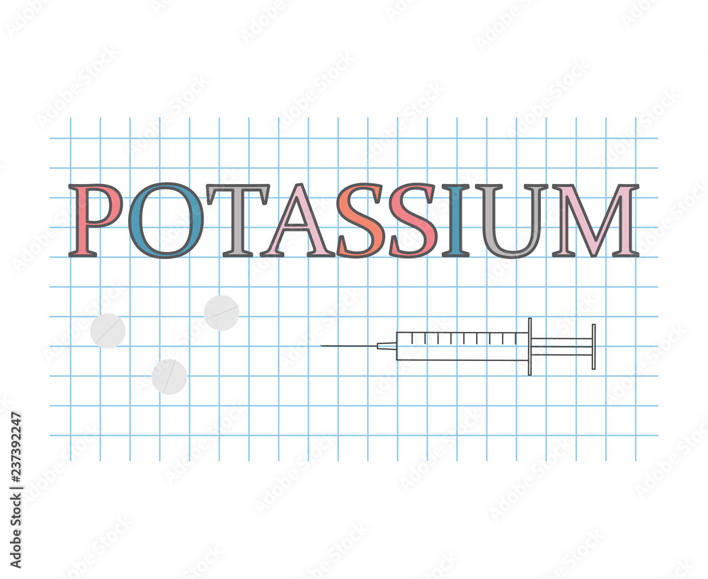 potassium word on checkered paper sheet- vector illustration potassium word on checkered paper sheet- vector illustration