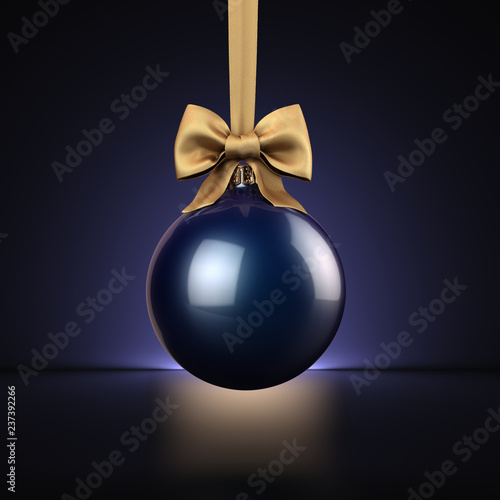 3D Rendering Dark Blue Christmas Ball