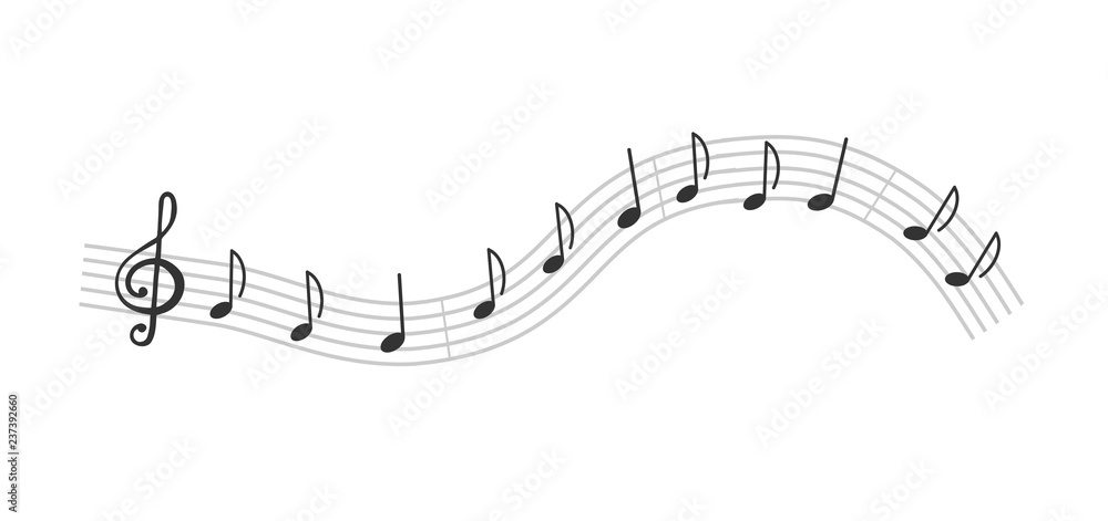 Music note sheet. Musical melody. Isolated element for design