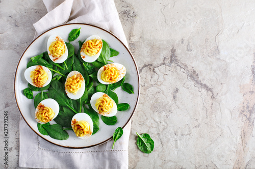 Deviled Eggs with Paprika as an Appetizer photo