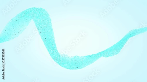 Slow motion water spline animation on blue background. Motion of blue stream curve. 3D non-stop seamless loop.