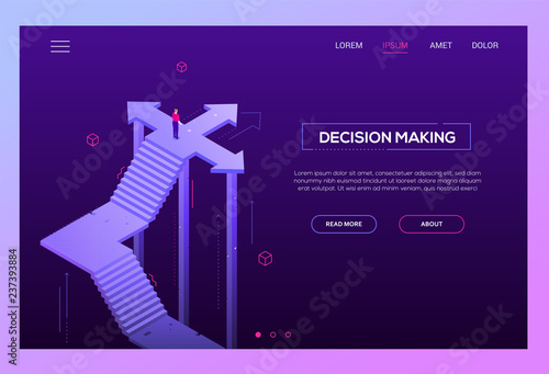 Decision making - modern isometric vector website header