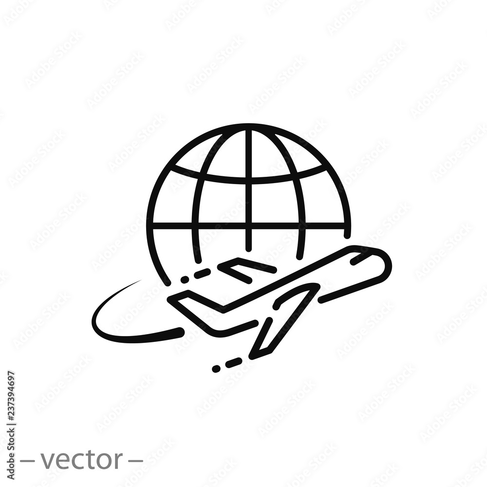 flying plane around the earth icon vector flying plane around the earth icon vector