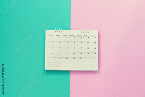 close up of calendar on the table, planning for business meeting or travel planning concept