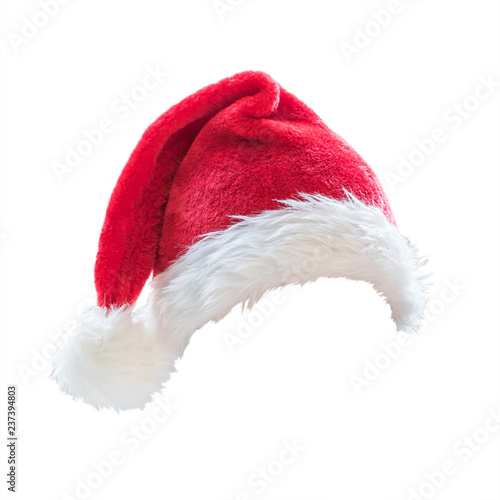 Santa Claus helper red hat costume isolated on white background with clipping path for Christmas and New Year holiday seasonal festive celebration design decoration.