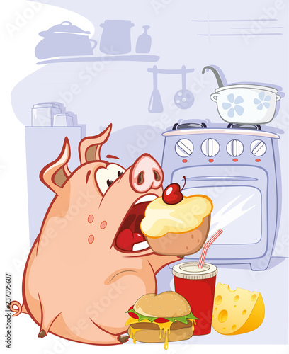 Vector Illustration of a Cute Pig. Cartoon CharacterБезымянный-4