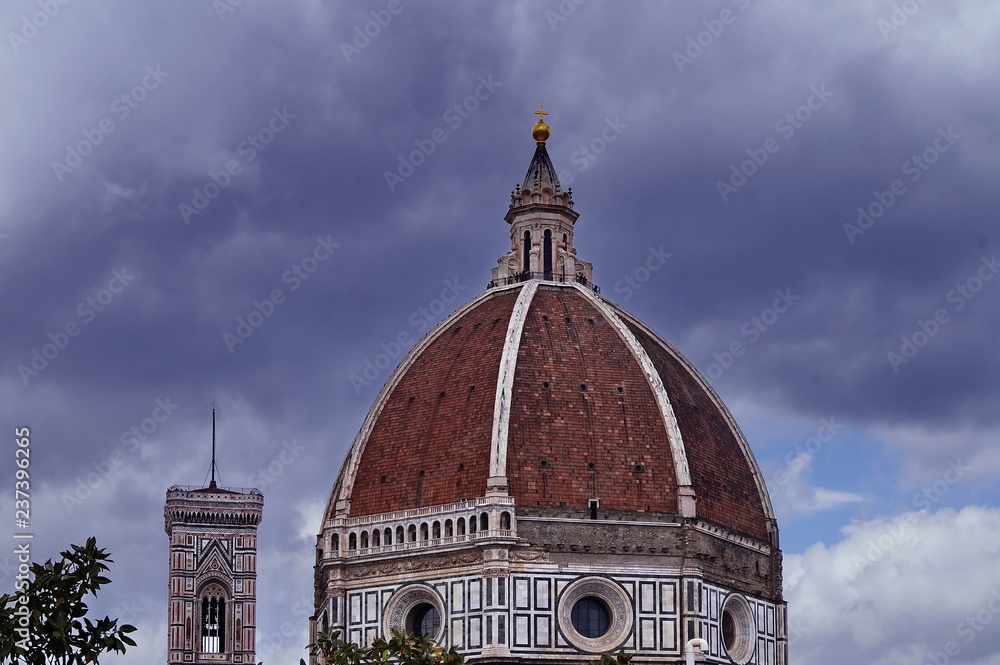 Giotto bell tower and dome of Santa Maria del Fiore cathedral, Florence, Italy