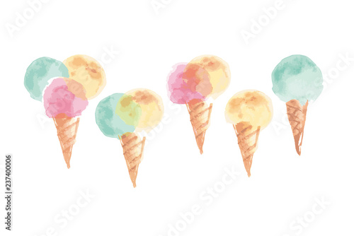 pale color ice-cream waffle cone illustration.