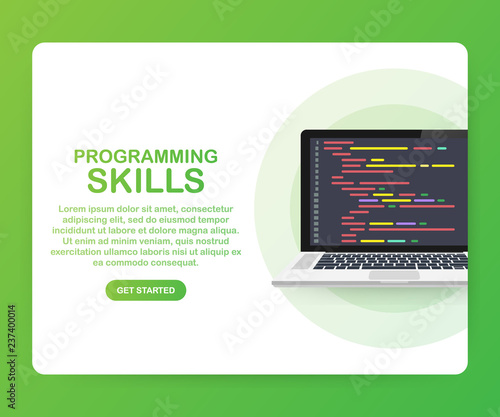 Modern flat design isometric concept of Programming Skills for website and mobile website. Landing page template. Vector illustration.