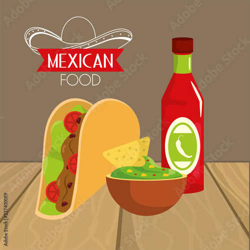 mexican tacos food with traditional sauces