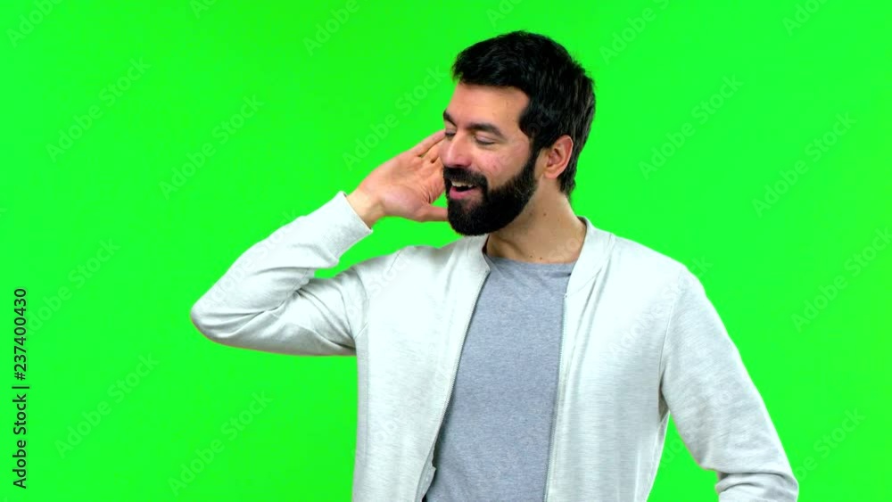 Man with beard on green screen chroma key background Man with beard on green screen chroma key background