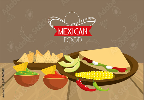 traditional mexican food with spicy sauces