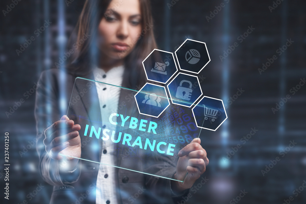 The concept of business, technology, the Internet and the network. A young entrepreneur working on a virtual screen of the future and sees the inscription: Cyber insurance The concept of business, technology, the Internet and the network. A young entrepreneur working on a virtual screen of the future and sees the inscription: Cyber insurance
