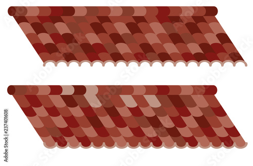 Red rooftop tile shingles vector line  image 