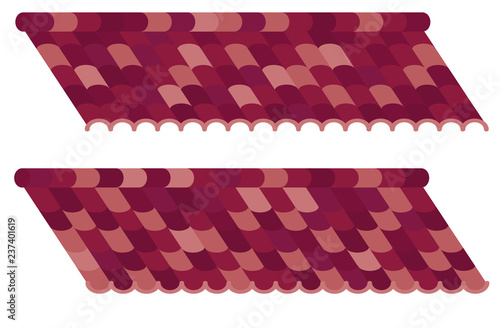 Red rooftop tile shingles vector line  image 