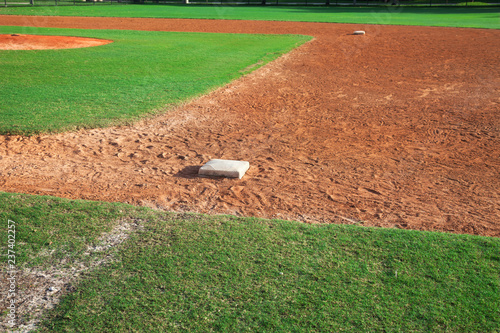 Photography Youth baseball infield from first base side on sunny day