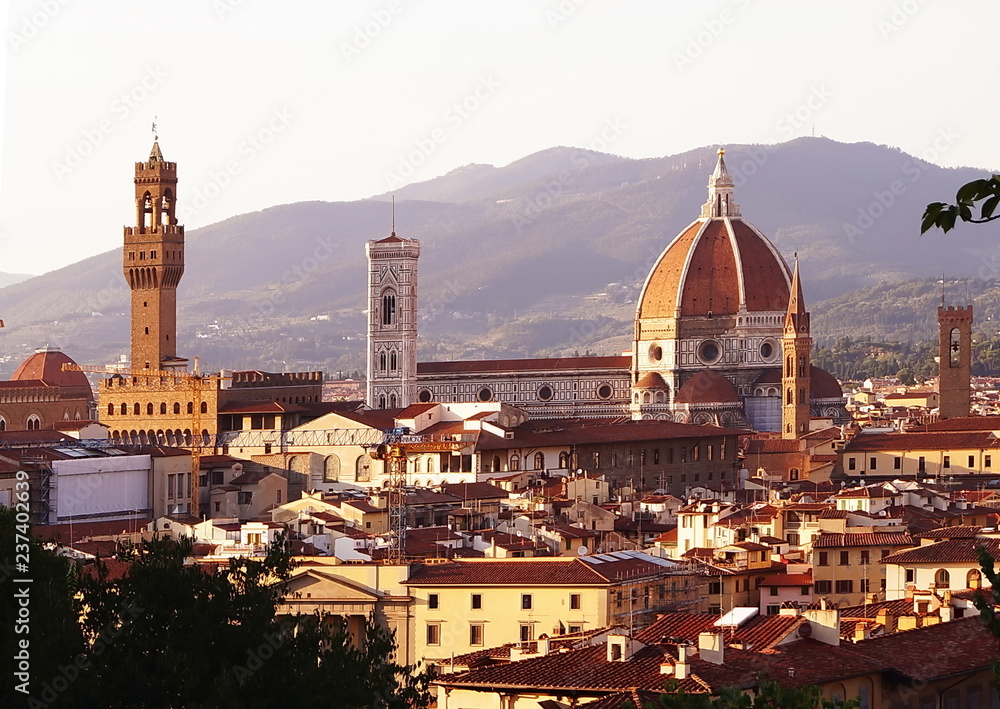 Fototapeta premium View of Florence from the Bardini garden at sunset Italy