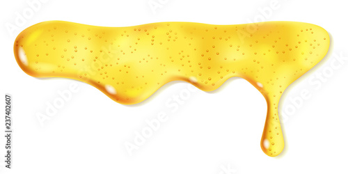 Melted honey transparent drop with bubbles texture