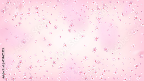 Nice Sakura Blossom Isolated Vector. Tender Showering 3d Petals Wedding Pattern. Japanese Oriental Flowers Illustration. Valentine, Mother's Day Watercolor Nice Sakura Blossom Isolated on Rose