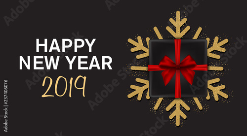 Happy New Year 2019. Background, greeting card, banner, social media banner, marketing material. Vector illustration