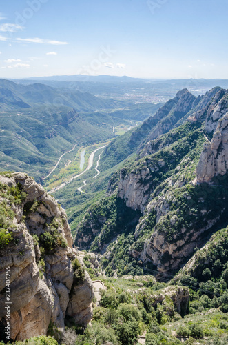 Mountainous valley as seen form the Montserrat Mountain in Spain