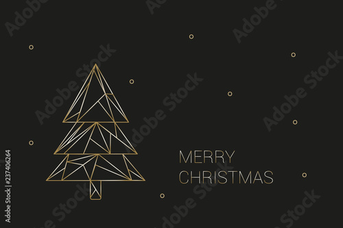 schwarz goldene Weihnachtskarte mit Christbaum