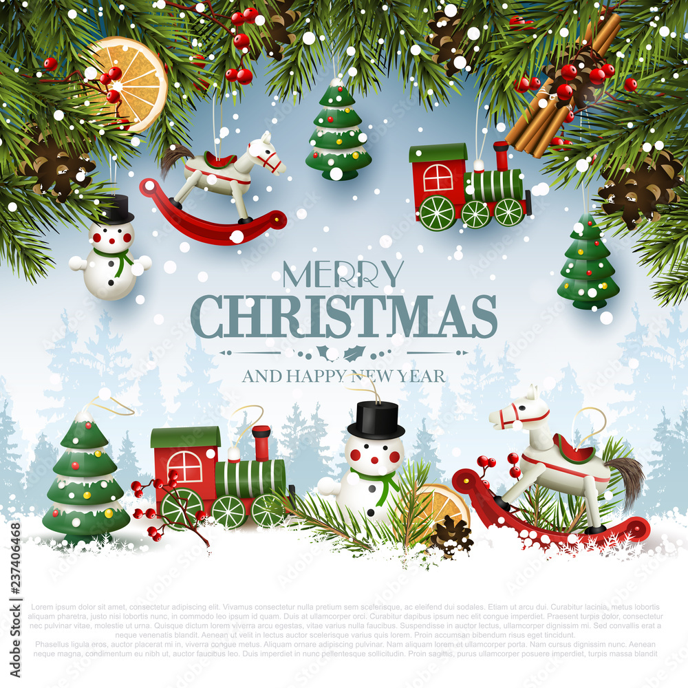 Traditional Christmas greeting card