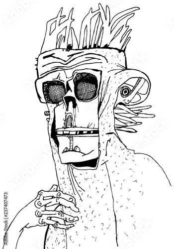 Black and white portrait of a fantastic creature. You can use as a poster on the wall as well as for publishers.
