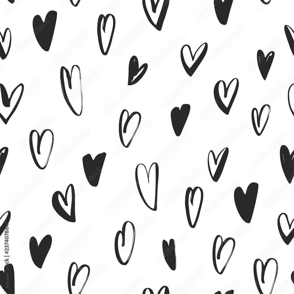 Seamless pattern with hearts. Hand drawn vector ornament for wrapping paper. Seamless pattern with hearts. Hand drawn vector ornament for wrapping paper.