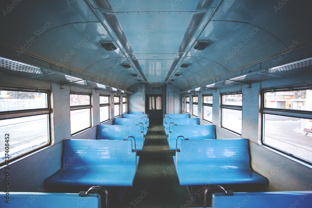 Obraz premium interior of the old train car, retro toned